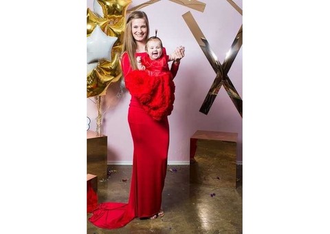 Ярко-красный комплект мама+дочка