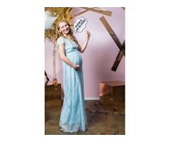 Нежно-голубое платье для беременной