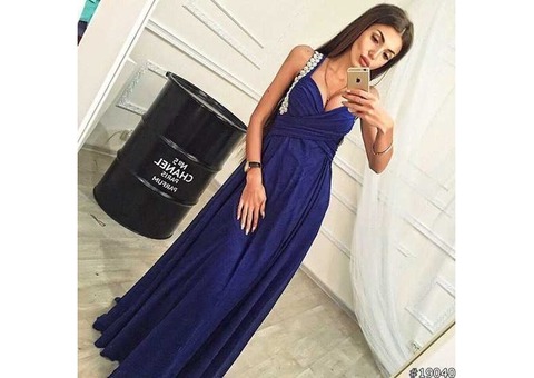 Платье вечернее в пол синее